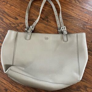 Tory Burch Neutral Gray Saffiano Leather Tote